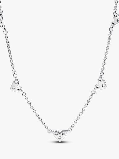 Triple Stone Heart Station Halskette – Sterlingsilber Triple Stone Heart Station Halskette – Sterlingsilber