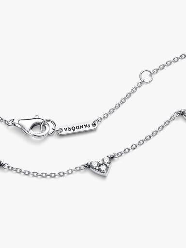 Triple Stone Heart Station Halskette – Sterlingsilber Triple Stone Heart Station Halskette – Sterlingsilber