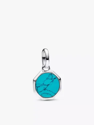 Türkisfarbener, gravierbarer Mini-Medaillon-Charm aus Sterlingsilber Türkisfarbener, gravierbarer Mini-Medaillon-Charm aus Sterlingsilber