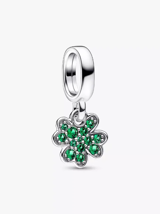 Vierblättriges Kleeblatt-Dangle Charm aus Sterlingsilber Vierblättriges Kleeblatt-Dangle Charm aus Sterlingsilber