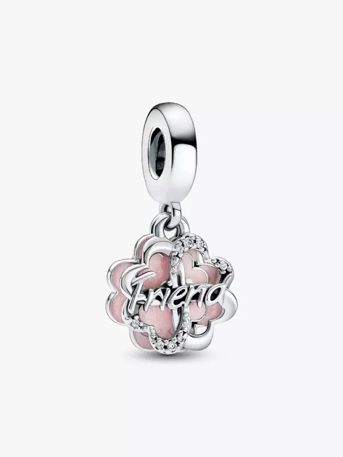 Vierblättriges Kleeblatt-Freundschafts-Dangle Charm aus Sterlingsilber Vierblättriges Kleeblatt-Freundschafts-Dangle Charm aus Sterlingsilber