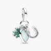 Vierblättriges Kleeblatt, Herz und Hufeisen – Dreifach-Dangle Charm – Sterlingsilber Vierblättriges Kleeblatt, Herz und Hufeisen – Dreifach-Dangle Charm – Sterlingsilber