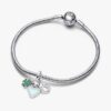Vierblättriges Kleeblatt, Herz und Hufeisen – Dreifach-Dangle Charm – Sterlingsilber Vierblättriges Kleeblatt, Herz und Hufeisen – Dreifach-Dangle Charm – Sterlingsilber