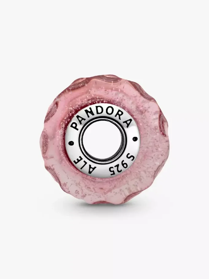 Wavy Fancy Pink Murano Glass Charm aus Sterlingsilber Wavy Fancy Pink Murano Glass Charm aus Sterlingsilber