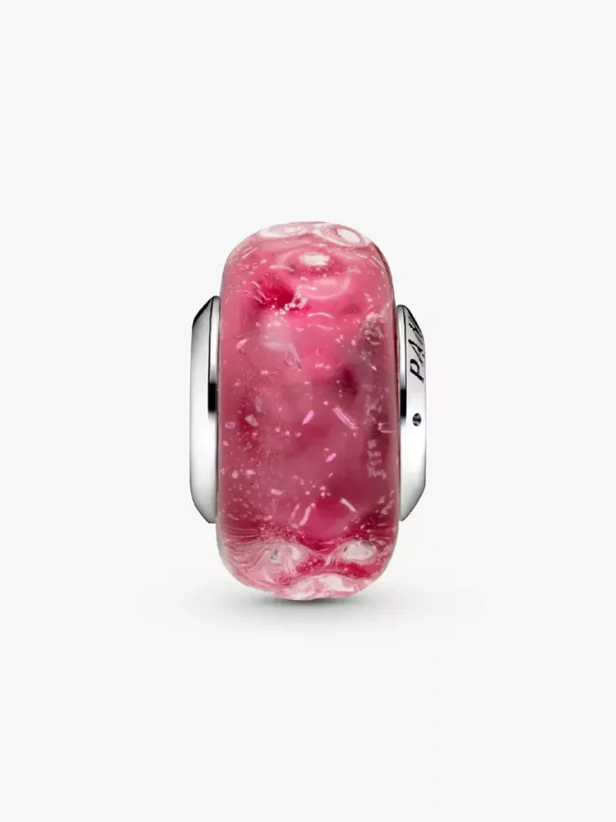 Wavy Fancy Pink Murano Glass Charm aus Sterlingsilber Wavy Fancy Pink Murano Glass Charm aus Sterlingsilber