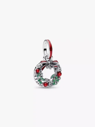 Weihnachtskranz-Dangle Charm aus Sterlingsilber Weihnachtskranz-Dangle Charm aus Sterlingsilber