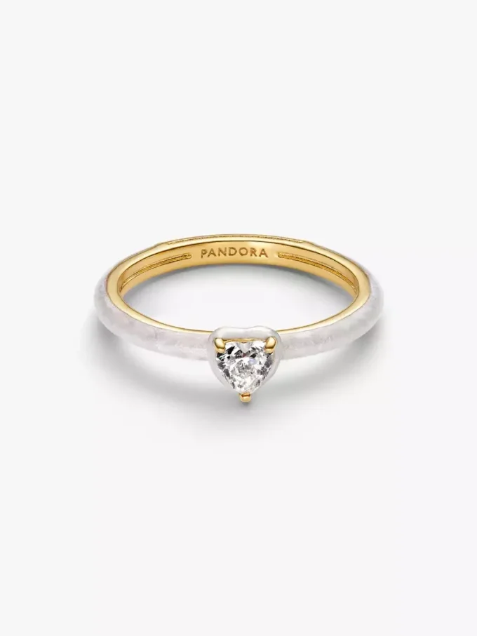 Weißer Chakra-Herzring, 14 Karat vergoldet