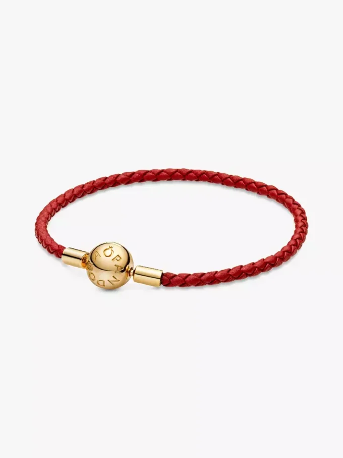 Winnie-the-Pooh-Armbänder-Set aus rotem und goldenem Leder, 2er-Set Winnie-the-Pooh-Armbänder-Set aus rotem und goldenem Leder, 2er-Set