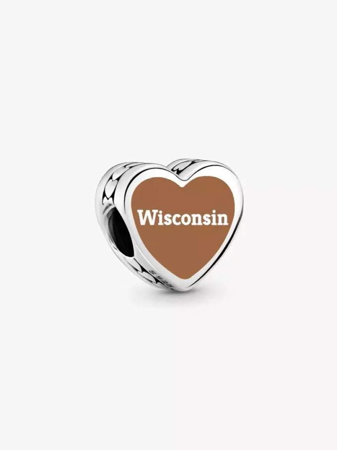 Wisconsin-Herz-Charm aus Sterlingsilber Wisconsin-Herz-Charm aus Sterlingsilber