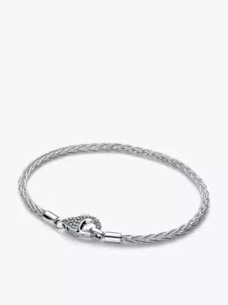 Pavé-Verschluss-Armband mit Fuchsschwanz-Charm aus Sterlingsilber