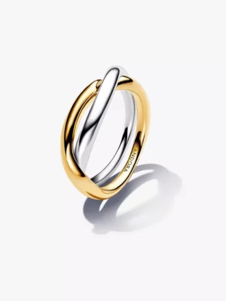 Zweifarbige Ringe mit ineinander verschlungenen Bändern aus Sterlingsilber, 14-karätig vergoldet