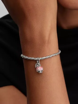 Zweifarbiger „Blooming Flower“-Dangle Charm aus Sterlingsilber