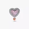 Zweifarbiger, durchbrochener „Mom & Heart“-Charm aus Sterlingsilber, 14 Karat Roségold-Beschichtung