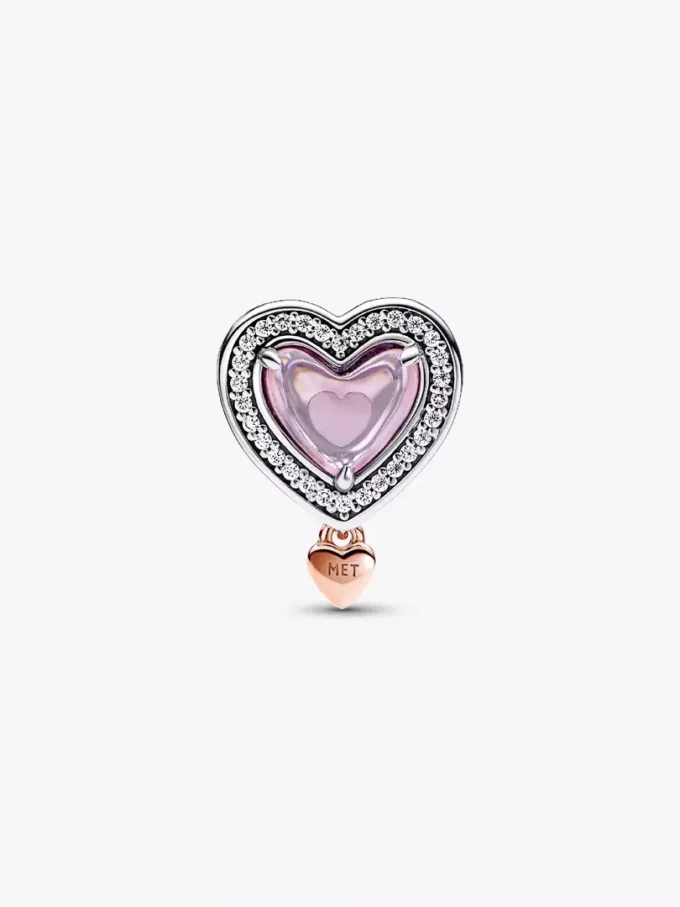Zweifarbiger, durchbrochener „Mom & Heart“-Charm aus Sterlingsilber, 14 Karat Roségold-Beschichtung