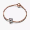 Zweifarbiger, durchbrochener „Mom & Heart“-Charm aus Sterlingsilber, 14 Karat Roségold-Beschichtung
