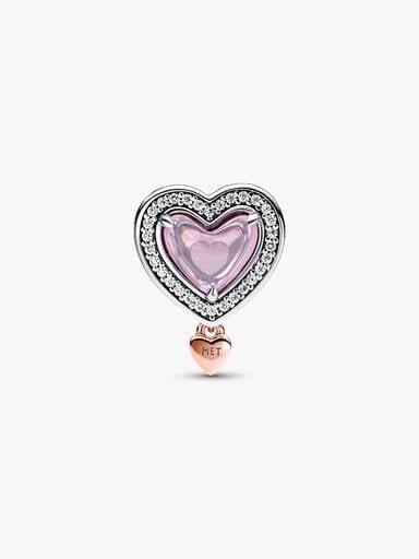 Zweifarbiger durchbrochener „Mom & Heart“-Charm – Sterlingsilber, 14 Karat Roségold-Beschichtung Zweifarbiger durchbrochener „Mom & Heart“-Charm – Sterlingsilber, 14 Karat Roségold-Beschichtung