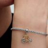 Zweifarbiger Spinning Wheels Bicycle Dangle Charm – Sterlingsilber, 14 Karat vergoldet