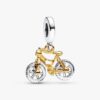 Zweifarbiger Spinning Wheels Bicycle Dangle Charm – Sterlingsilber, 14 Karat vergoldet