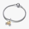 Zweifarbiger Spinning Wheels Bicycle Dangle Charm – Sterlingsilber, 14 Karat vergoldet