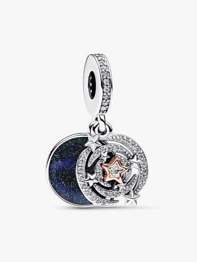 Zweifarbiger Sternschnuppen-Dangle Charm – Sterlingsilber, 14 Karat Roségold-Beschichtung Zweifarbiger Sternschnuppen-Dangle Charm – Sterlingsilber, 14 Karat Roségold-Beschichtung