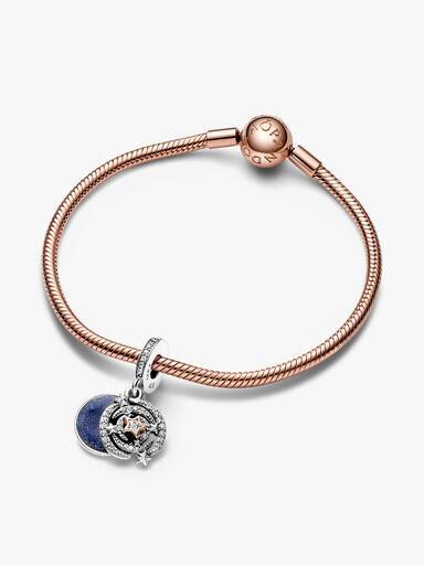 Zweifarbiger Sternschnuppen-Dangle Charm – Sterlingsilber, 14 Karat Roségold-Beschichtung Zweifarbiger Sternschnuppen-Dangle Charm – Sterlingsilber, 14 Karat Roségold-Beschichtung