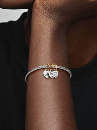 Zweifarbiger, teilbarer „Friendship Triple“-Dangle Charm – Sterlingsilber, 14-karätige Vergoldung Zweifarbiger, teilbarer „Friendship Triple“-Dangle Charm – Sterlingsilber, 14-karätige Vergoldung