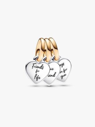 Zweifarbiger, teilbarer „Friendship Triple“-Dangle Charm – Sterlingsilber, 14-karätige Vergoldung Zweifarbiger, teilbarer „Friendship Triple“-Dangle Charm – Sterlingsilber, 14-karätige Vergoldung