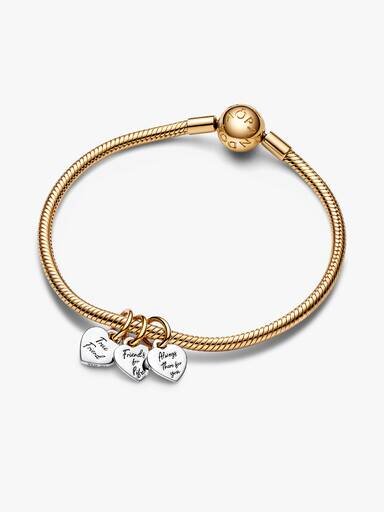 Zweifarbiger, teilbarer „Friendship Triple“-Dangle Charm – Sterlingsilber, 14-karätige Vergoldung Zweifarbiger, teilbarer „Friendship Triple“-Dangle Charm – Sterlingsilber, 14-karätige Vergoldung