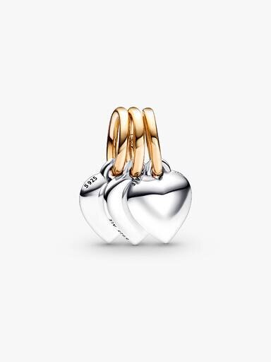 Zweifarbiger, teilbarer „Friendship Triple“-Dangle Charm – Sterlingsilber, 14-karätige Vergoldung Zweifarbiger, teilbarer „Friendship Triple“-Dangle Charm – Sterlingsilber, 14-karätige Vergoldung