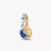 Zweifarbiger, teilbarer Sonnen- und Mond-Dangle Charm aus Sterlingsilber, 14-karätig vergoldet