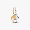 Zweifarbiger, teilbarer Sonnen- und Mond-Dangle Charm aus Sterlingsilber, 14-karätig vergoldet