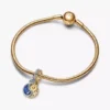 Zweifarbiger, teilbarer Sonnen- und Mond-Dangle Charm aus Sterlingsilber, 14-karätig vergoldet