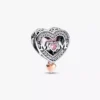Zweifarbiger, durchbrochener „Mom & Heart“-Charm aus Sterlingsilber, 14 Karat Roségold-Beschichtung