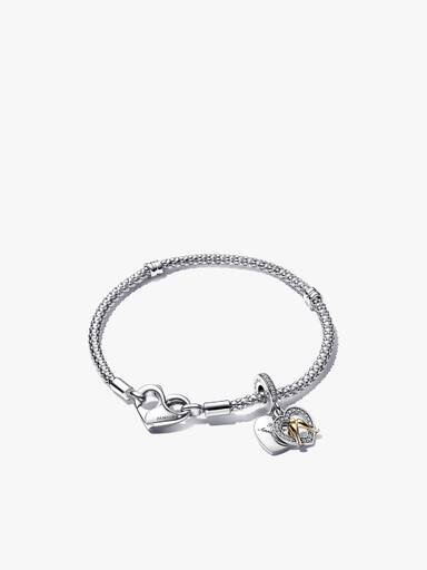 Zweifarbiges „Happy Anniversary“-Charm- und Armband-Set – 2er-Set Zweifarbiges „Happy Anniversary“-Charm- und Armband-Set – 2er-Set